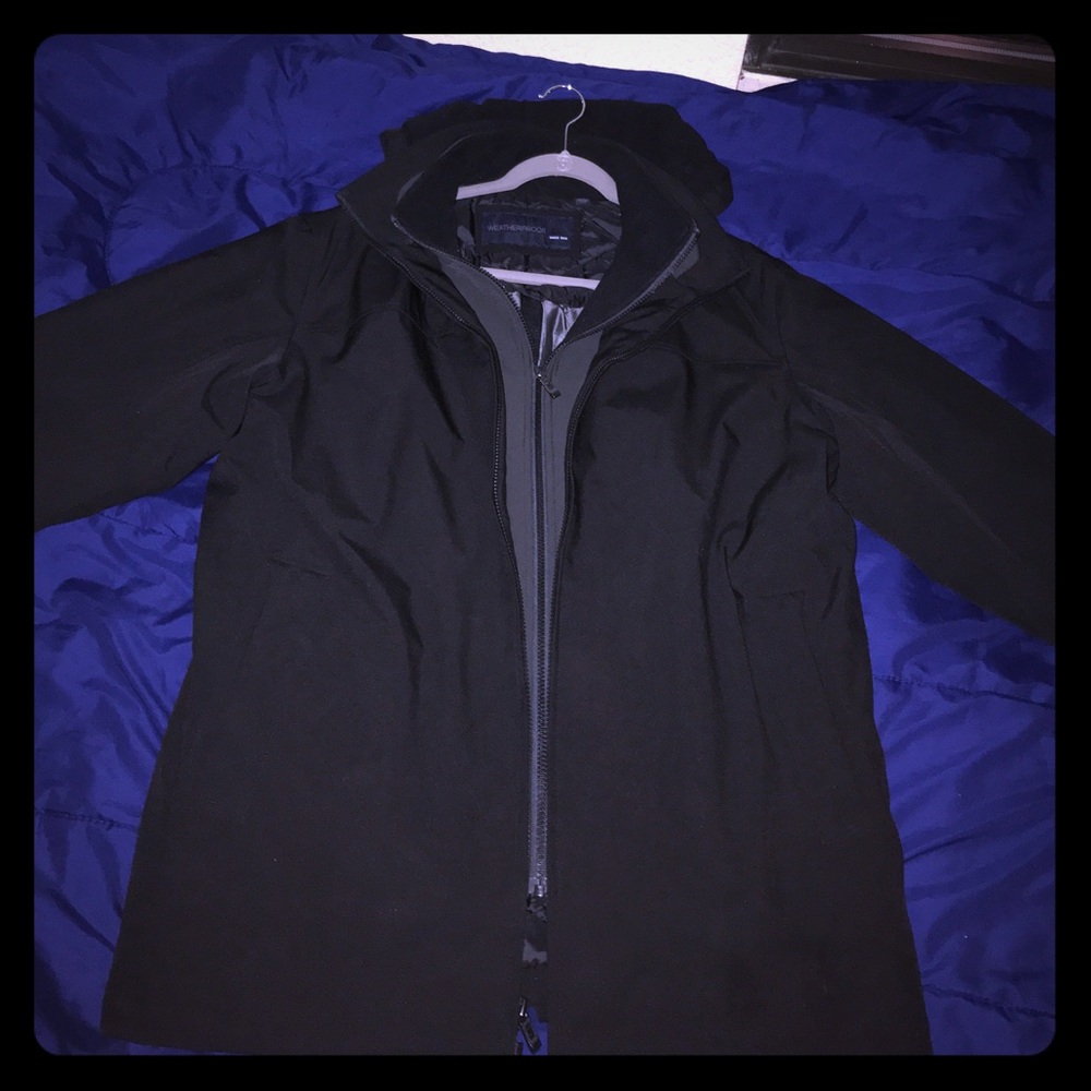 Black double zipper coat